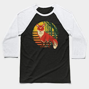 Tropical Nature Fox Lover Wildlife Animal Retro Fox Baseball T-Shirt